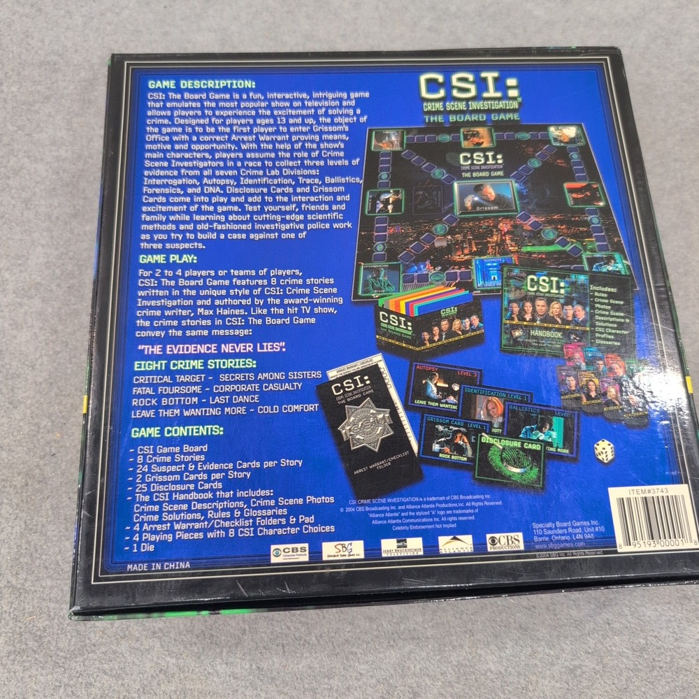 CSI Crime Scene Investigation The Board Game 2004 Specialty Board Games 3743 - Picture 2 of 6